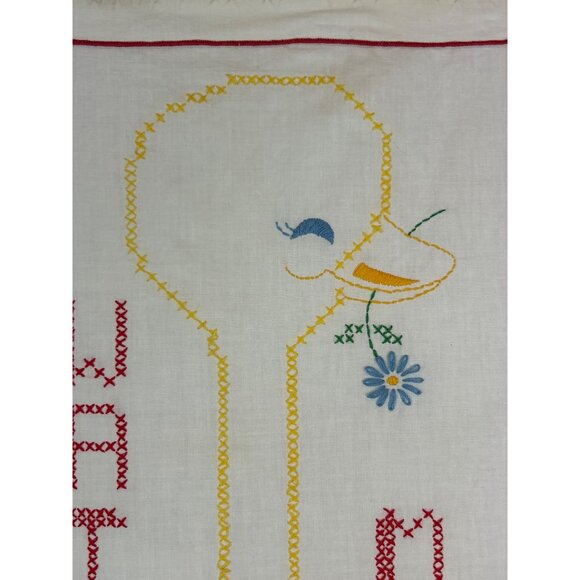 Vintage Embroidered Growth Chart With Duck Design "Watch Me Grow" - Picture 5 of 9
